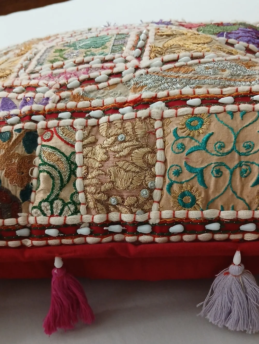 Beautiful Embroidered Patchwork Pillow